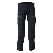 Hose mit Knietaschen, Stretch-Einsätze Hose Multisafe, schwarzblau/hi-vis gelb