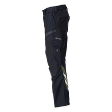 Hose mit Knietaschen, Stretch-Einsätze Hose Multisafe, schwarzblau/hi-vis gelb