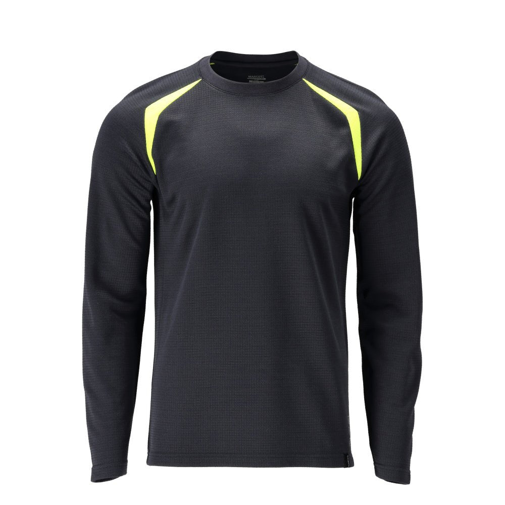 T-Shirt, Langarm, moderne Passform T-shirt Multisafe, schwarzblau/hi-vis gelb