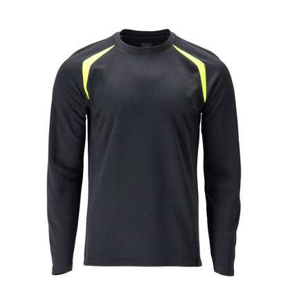 T-Shirt, Langarm, moderne Passform T-shirt Multisafe, schwarzblau/hi-vis gelb
