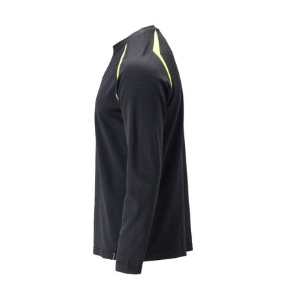 T-Shirt, Langarm, moderne Passform T-shirt Multisafe, schwarzblau/hi-vis gelb