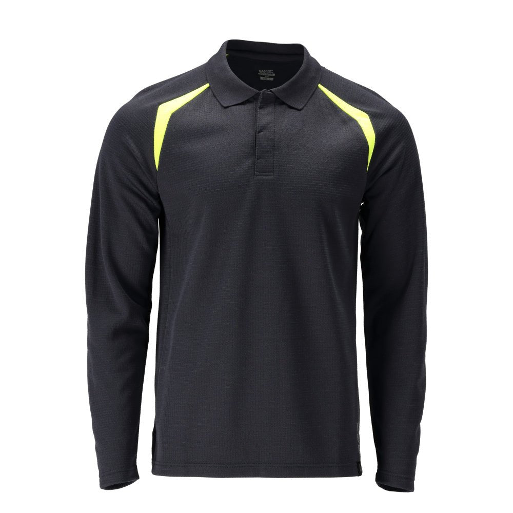 Polo-Shirt, Langarm Polo-shirt Multisafe, schwarzblau/hi-vis gelb