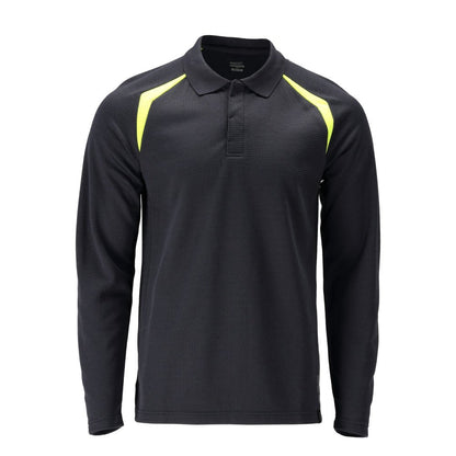 Polo-Shirt, Langarm Polo-shirt Multisafe, schwarzblau/hi-vis gelb