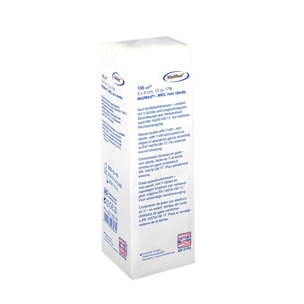 MaiMed-MKS-unsteril Mull-Schlitzkompressen zu 100 St./Papiertüte