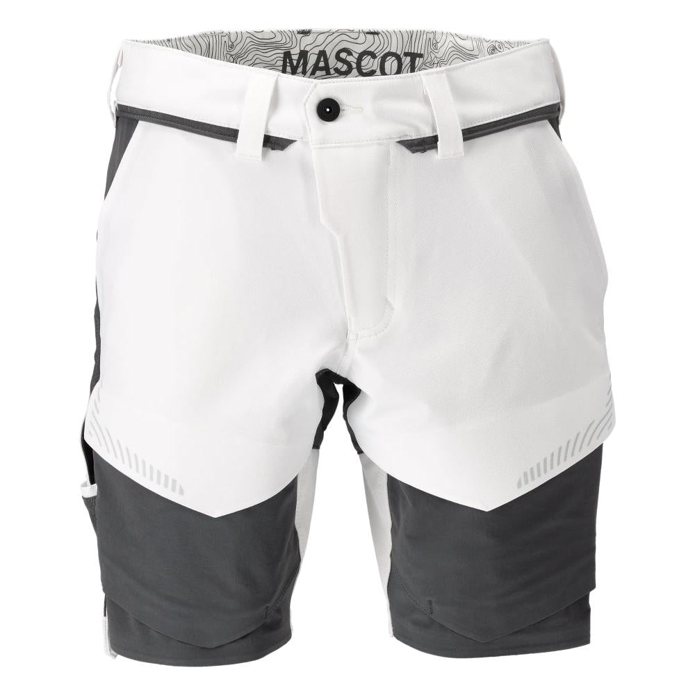 Short, stretch, short léger, blanc/gris anthracite