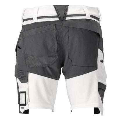 Short, stretch, short léger, blanc/gris anthracite