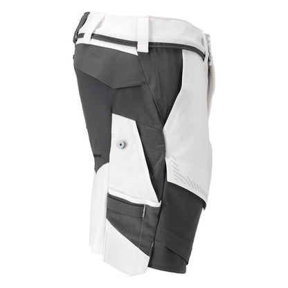 Short, stretch, short léger, blanc/gris anthracite