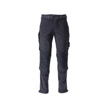 Pantalon, poches genoux, résistant, pantalon extensible, noir-bleu