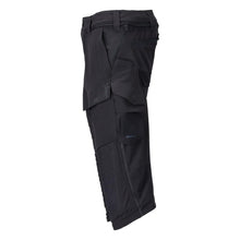 Pantalon trois-quarts, poches genoux, pantalon trois-quarts artisan stretch, noir-bleu