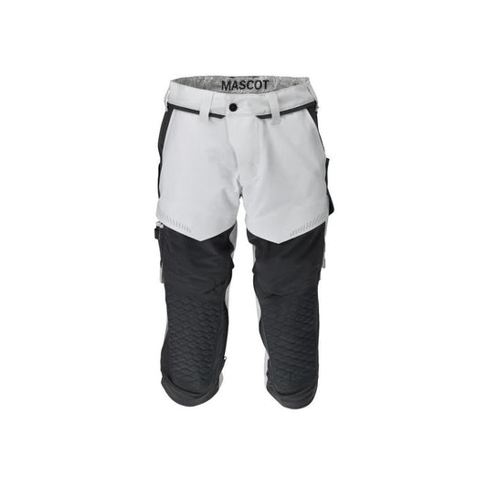 Pantalon trois-quarts, poches genoux, pantalon trois-quarts artisan stretch, blanc/gris anthracite