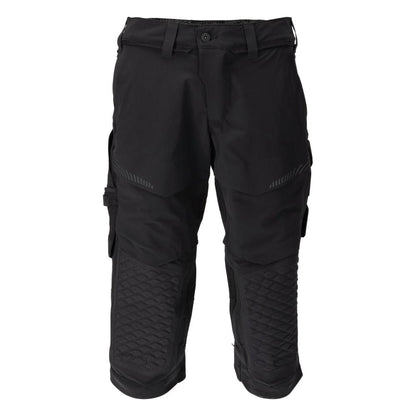 Pantalon trois-quarts, poches genoux, pantalon trois-quarts d'artisan stretch, noir