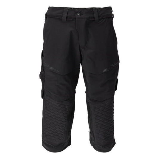 Pantalon trois-quarts, poches genoux, pantalon trois-quarts d'artisan stretch, noir