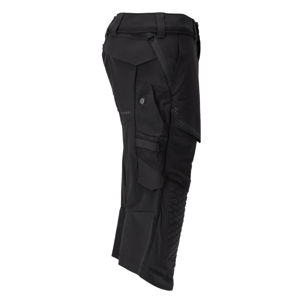 Pantalon trois-quarts, poches genoux, pantalon trois-quarts d'artisan stretch, noir