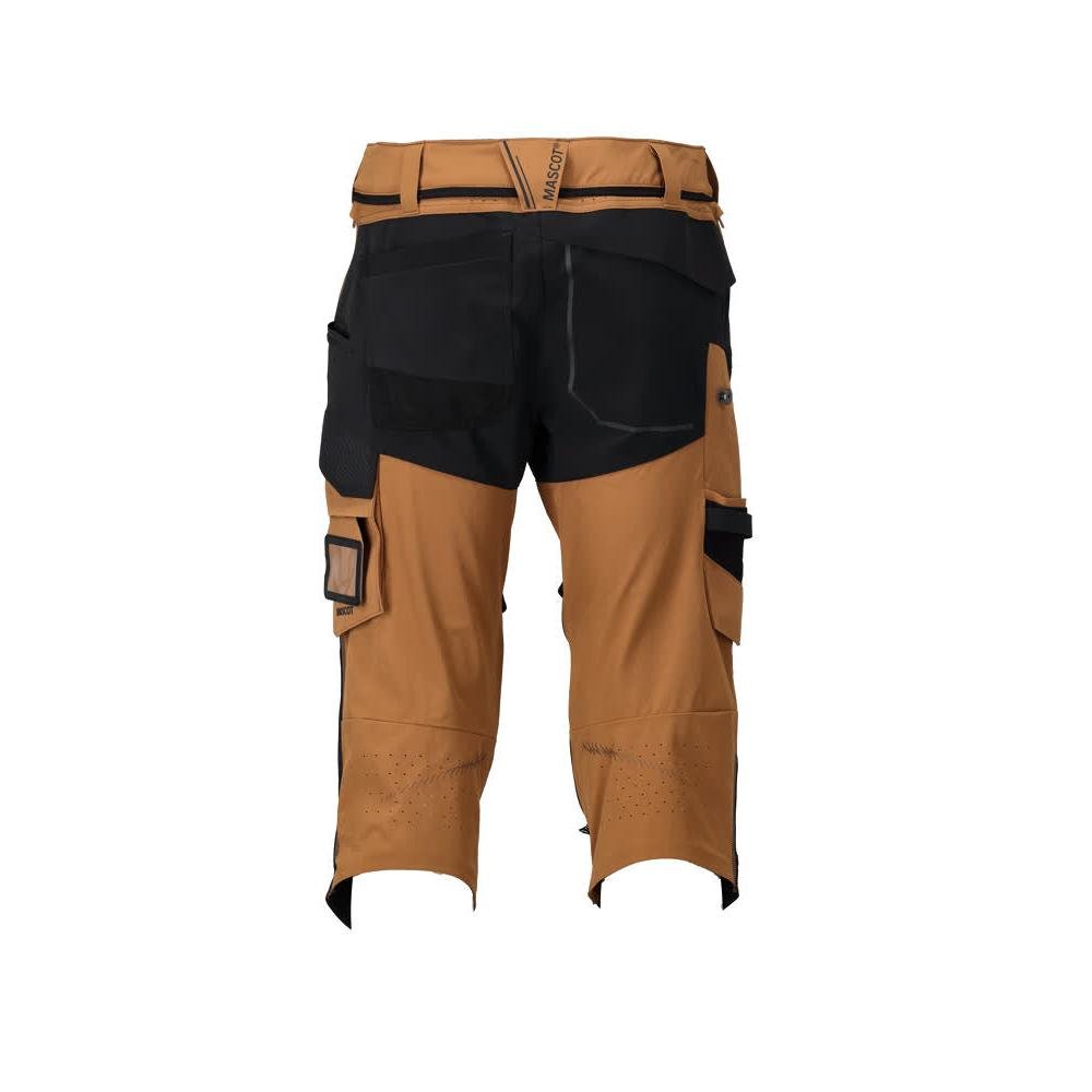 Dreiviertel-Hose, Knietaschen, Stretch Handwerker-Dreiviertel-Hose, nussbraun/schwarz