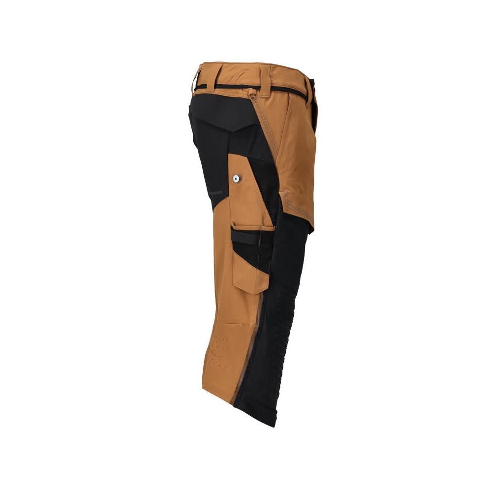 Dreiviertel-Hose, Knietaschen, Stretch Handwerker-Dreiviertel-Hose, nussbraun/schwarz