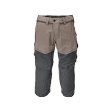 Dreiviertel-Hose, Knietaschen, Stretch Handwerker-Dreiviertel-Hose, dunkles sandbeige/anthrazitgrau