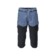 Pantalon trois-quarts, poches genoux, pantalon trois-quarts d'artisan stretch, bleu pierre/noir-bleu