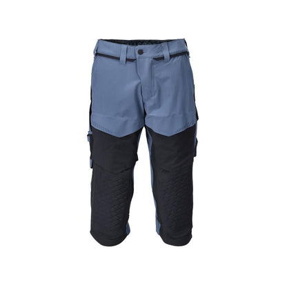 Dreiviertel-Hose, Knietaschen, Stretch Handwerker-Dreiviertel-Hose, steinblau/schwarzblau