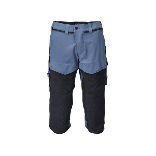Pantalon trois-quarts, poches genoux, pantalon trois-quarts d'artisan stretch, bleu pierre/noir-bleu