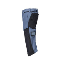 Pantalon trois-quarts, poches genoux, pantalon trois-quarts d'artisan stretch, bleu pierre/noir-bleu