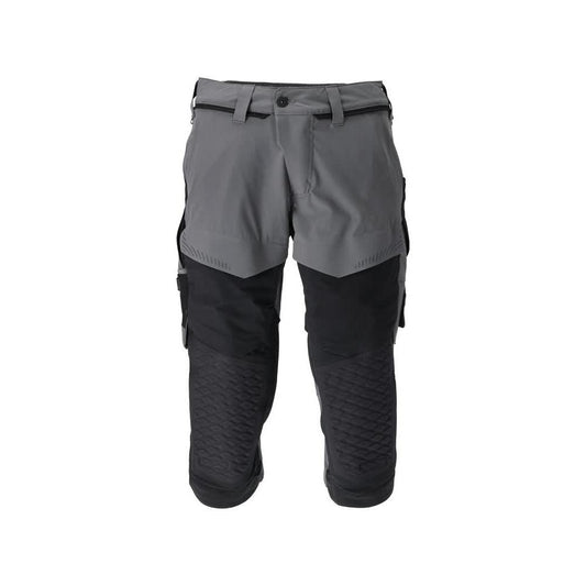 Dreiviertel-Hose, Knietaschen, Stretch Handwerker-Dreiviertel-Hose, anthrazitgrau/schwarz