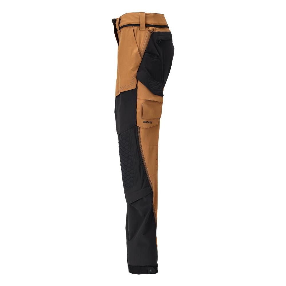 Hose mit Knietaschen, Damen Hose, nussbraun/schwarz