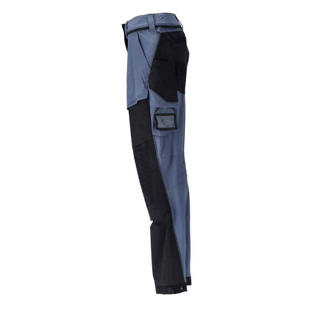 Hose mit Knietaschen, Damen Hose, steinblau/schwarzblau