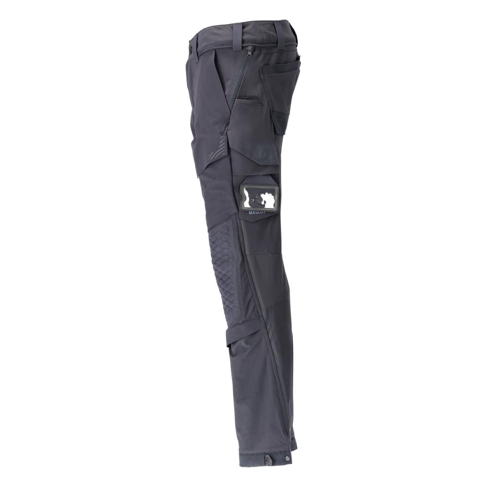 Pantalon, poches genoux, stretch, pantalon léger, noir-bleu