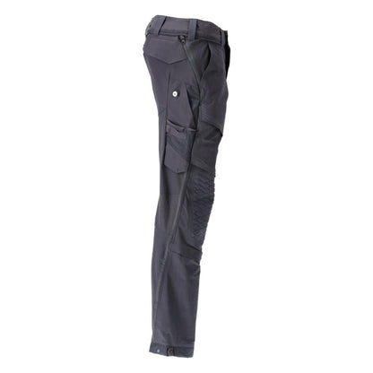 Pantalon, poches genoux, stretch, pantalon léger, noir-bleu