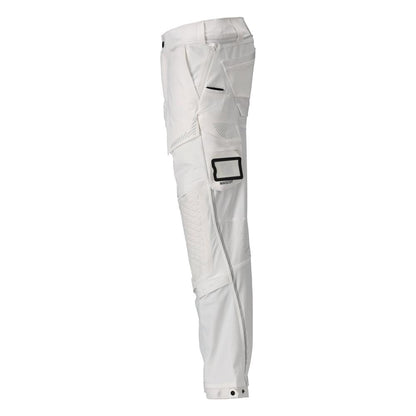 Pantalon, poches genoux, stretch, pantalon léger, blanc