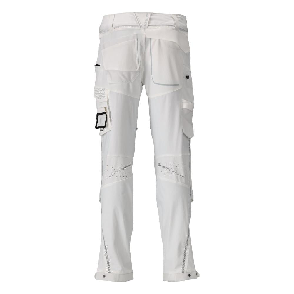 Pantalon, poches genoux, stretch, pantalon léger, blanc