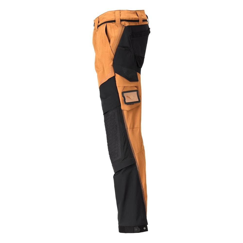 Pantalon, poches genoux, stretch, pantalon léger, marron noisette/noir