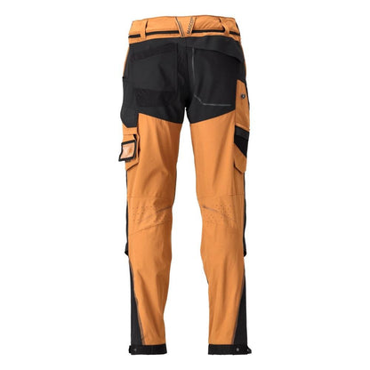 Pantalon, poches genoux, stretch, pantalon léger, marron noisette/noir