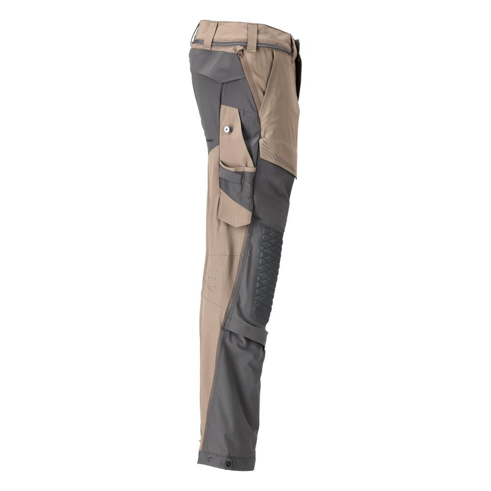 Pantalon, poches genoux, stretch, pantalon clair, beige sable foncé/gris anthracite