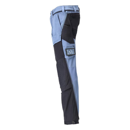 Hose, Knietaschen, Stretch, leicht Hose, steinblau/schwarzblau