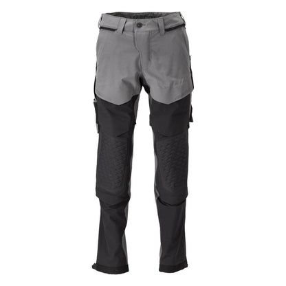 Pantalon, poches genoux, stretch, pantalon léger, gris anthracite/noir