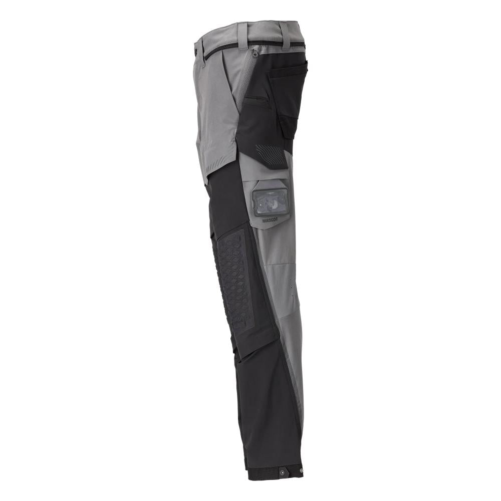 Pantalon, poches genoux, stretch, pantalon léger, gris anthracite/noir