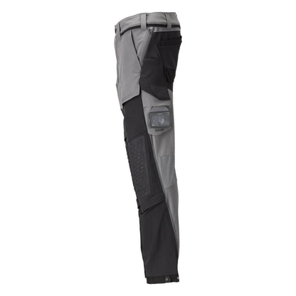 Pantalon, poches genoux, stretch, pantalon léger, gris anthracite/noir