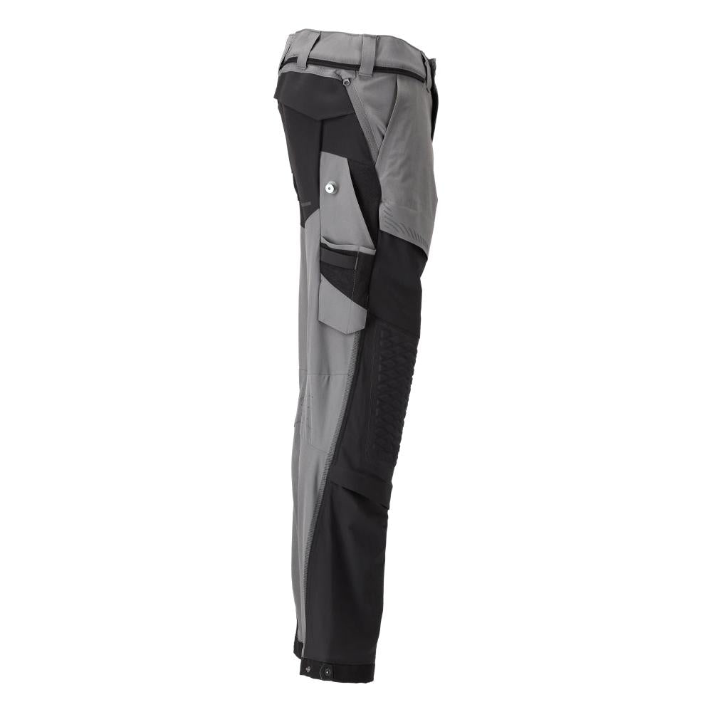 Pantalon, poches genoux, stretch, pantalon léger, gris anthracite/noir