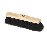 Le balai d'intérieur Nölle Profi Brush, 28 cm, en crin de cheval, de la marque Nölle Profi Brush Bürsten- & Pinseltechnik e.K., est doté de poils noirs denses et d'un trou fileté permettant de fixer le manche — idéal pour un nettoyage en profondeur. Photographié sur fond blanc.