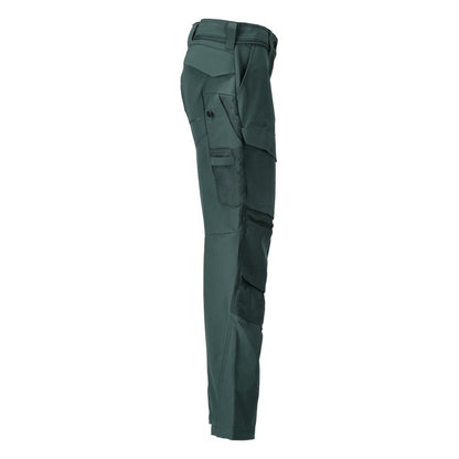 Pantalon avec poches genoux, pantalon femme, vert forêt