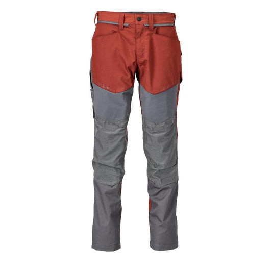 Pantalon avec poches genoux, rouge automne/gris anthracite