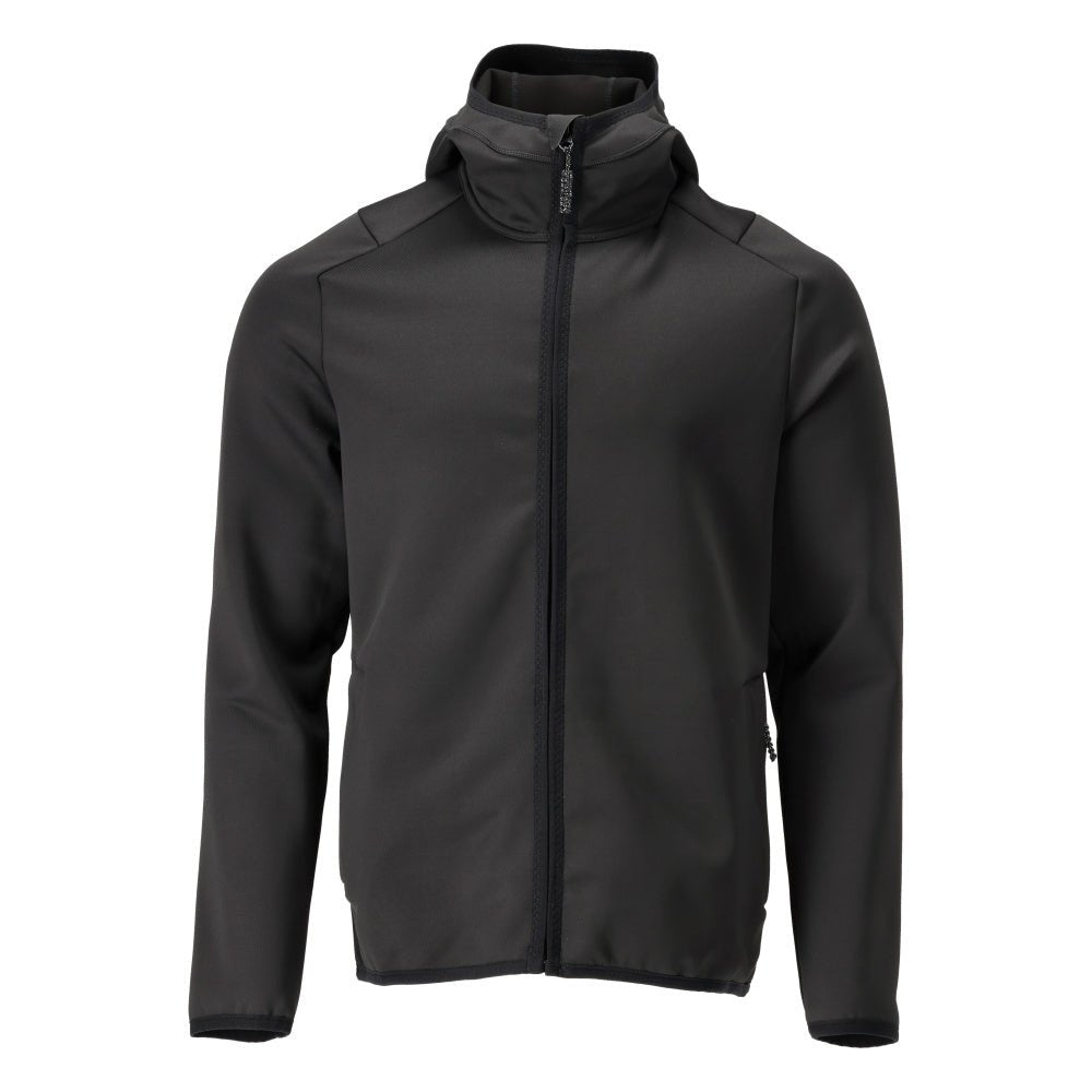 Fleecepullover, Kapuze, Reißverschluss Microfleecejacke, schwarz