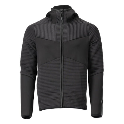 Fleecepullover, Kapuze, Reißverschluss Microfleecejacke, schwarz