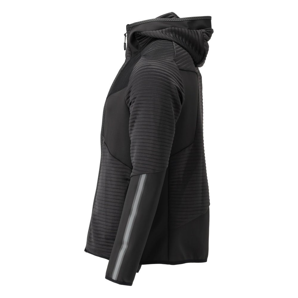 Fleecepullover, Kapuze, Reißverschluss Microfleecejacke, schwarz