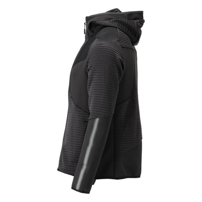 Fleecepullover, Kapuze, Reißverschluss Microfleecejacke, schwarz