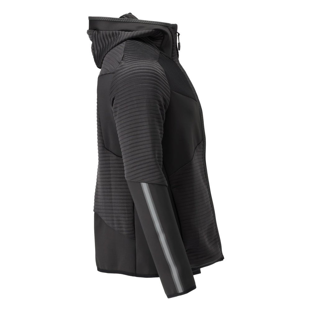 Fleecepullover, Kapuze, Reißverschluss Microfleecejacke, schwarz