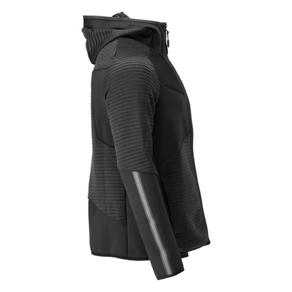 Fleecepullover, Kapuze, Reißverschluss Microfleecejacke, schwarz