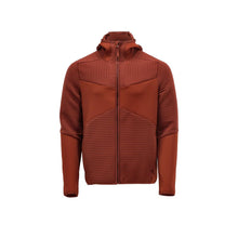 Pull polaire, capuche, veste micropolaire zippée, rouge automne