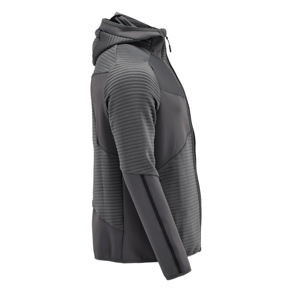 Pull polaire, capuche, veste micropolaire zippée, gris anthracite